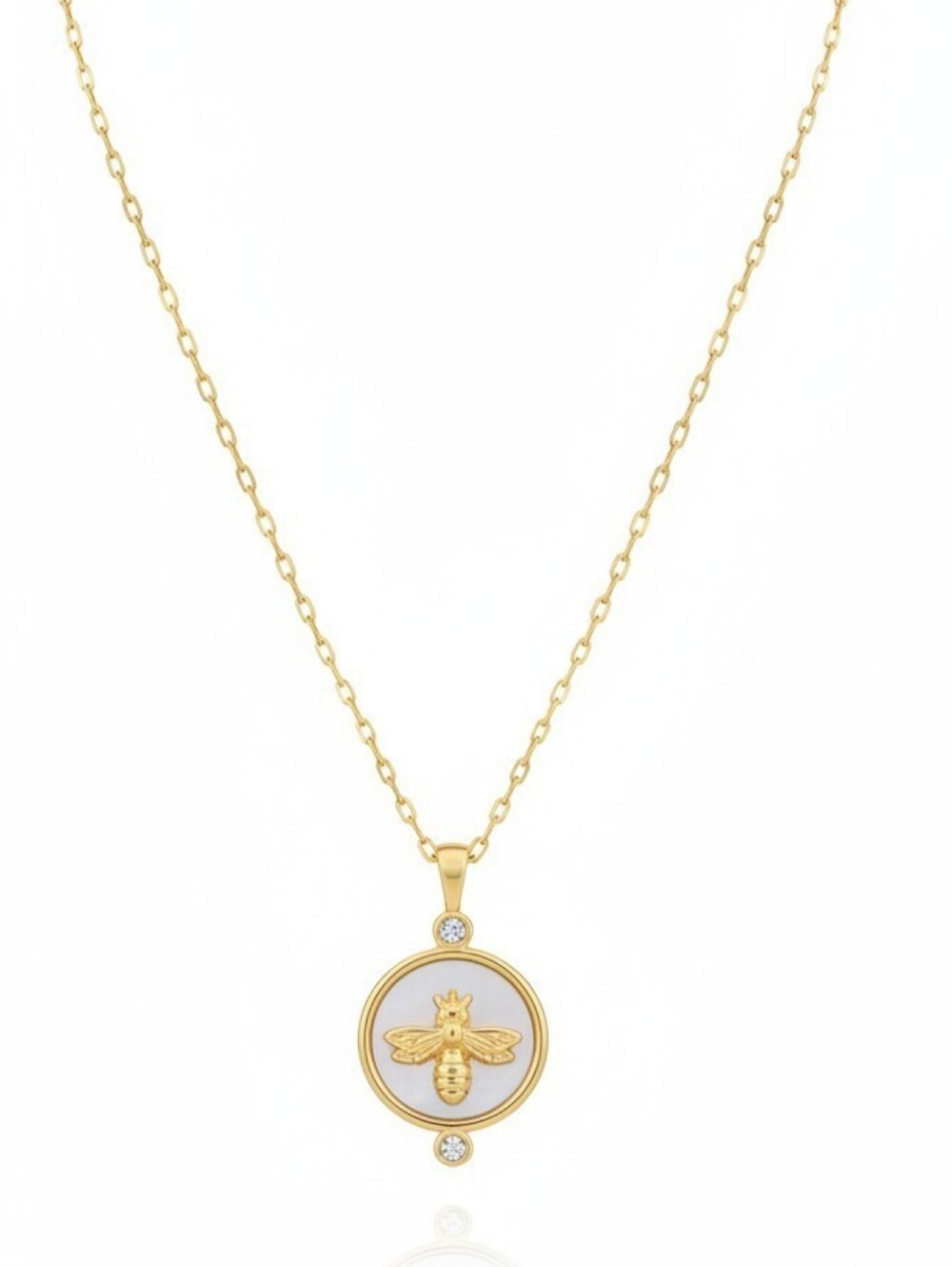 💛▪️Camila Coelho▪️ Gold  Cubic Zirconia  Mother of Pearl Pendant 16in Necklace